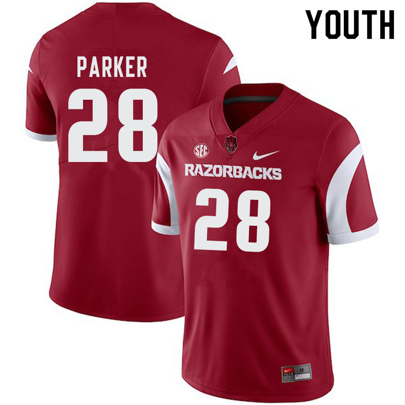 Youth #28 Andrew Parker Arkansas Razorbacks College Football Jerseys-Cardinal